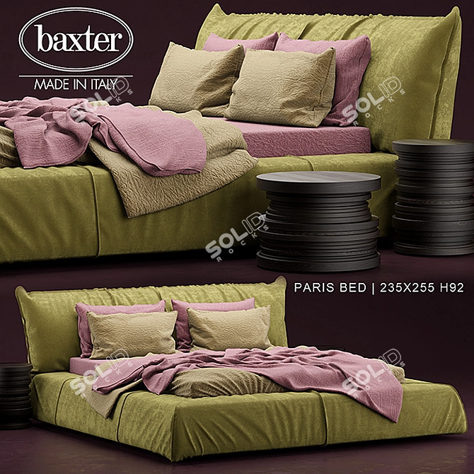 Luxury Parisian Style Bed 3D model image 1