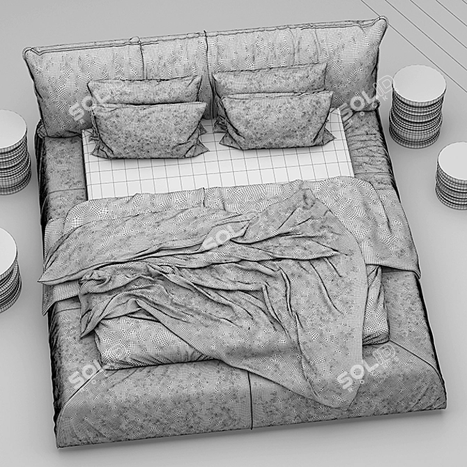 Luxury Parisian Style Bed 3D model image 3