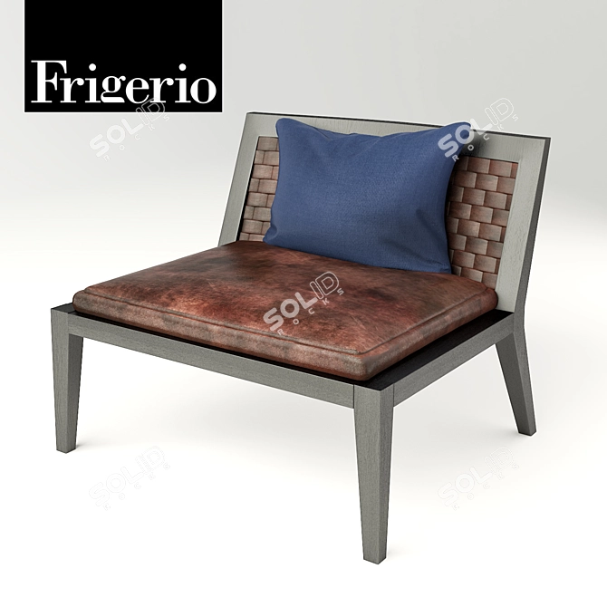 Frigerio Salotti Guilia Chair: The Perfect Blend of Leather and Wood 3D model image 1