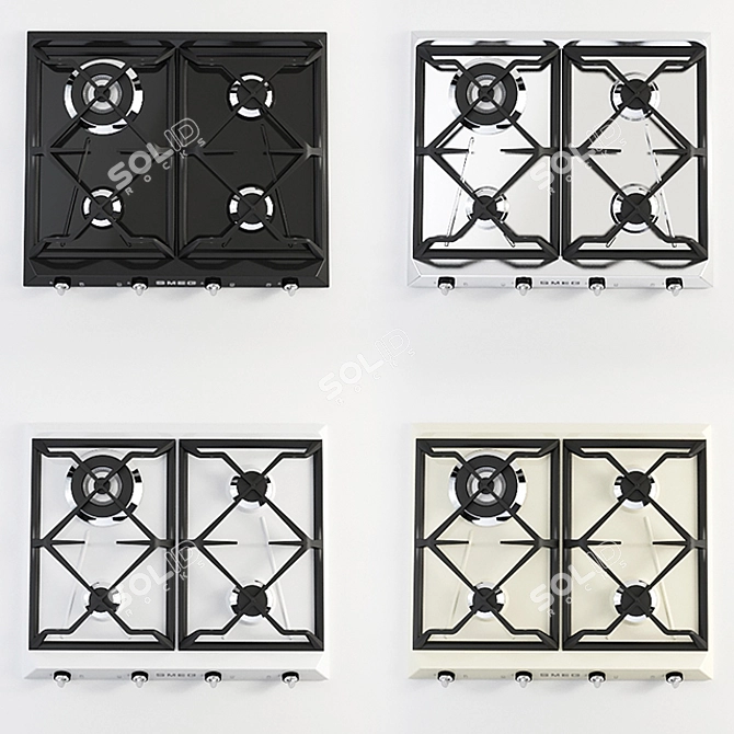 SMEG 4-Panel Cooktop Bundle 3D model image 1