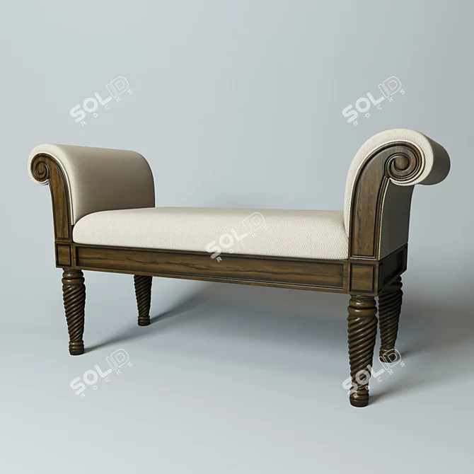Plush Upholstered Bedside Stool 3D model image 1