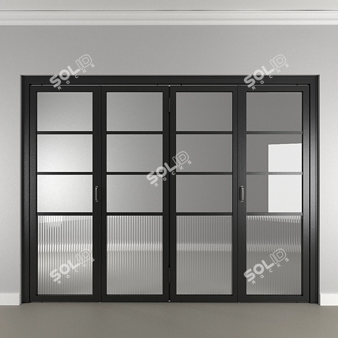 Steel-Style Foldable Entry Door 3D model image 1