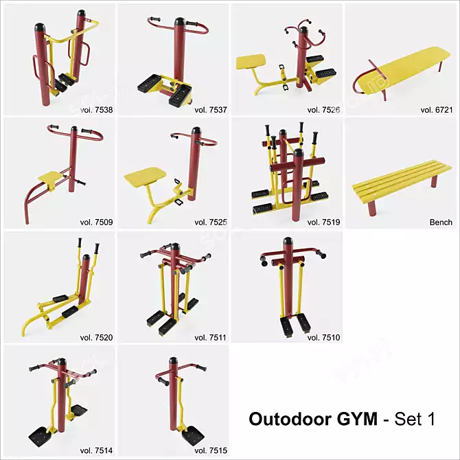 Outdoor Fitness Set 3D model image 1