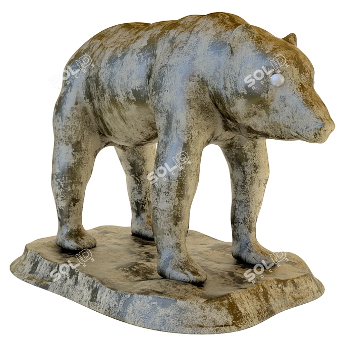 Rustic StoneBear Sculpture 3D model image 1