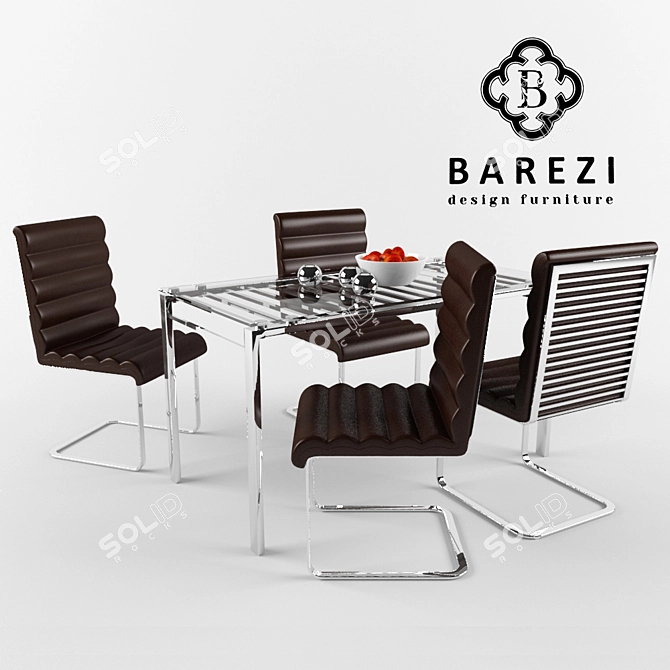 Elegant Table and Chair Set 3D model image 1
