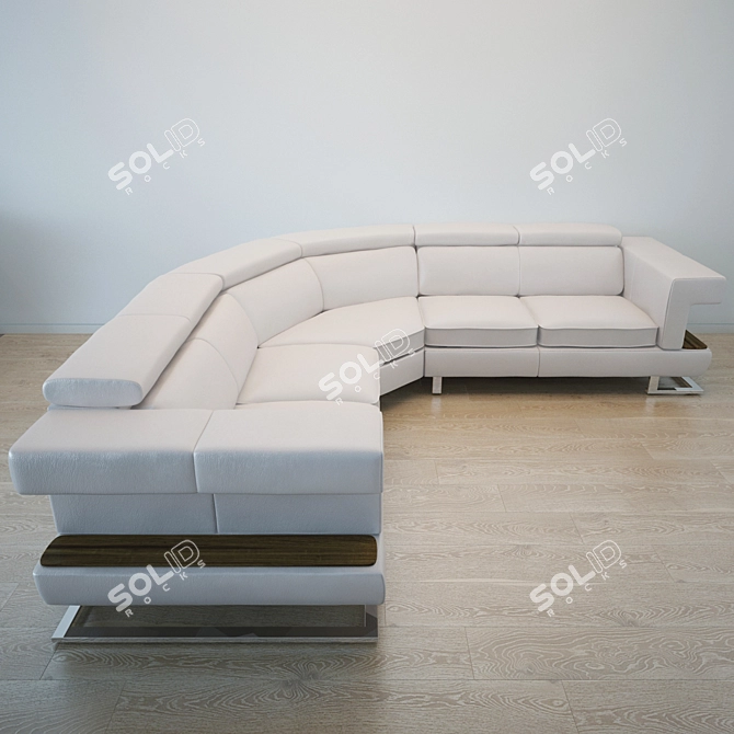 Elegant Italian Leather Sectional Sofa 3D model image 1