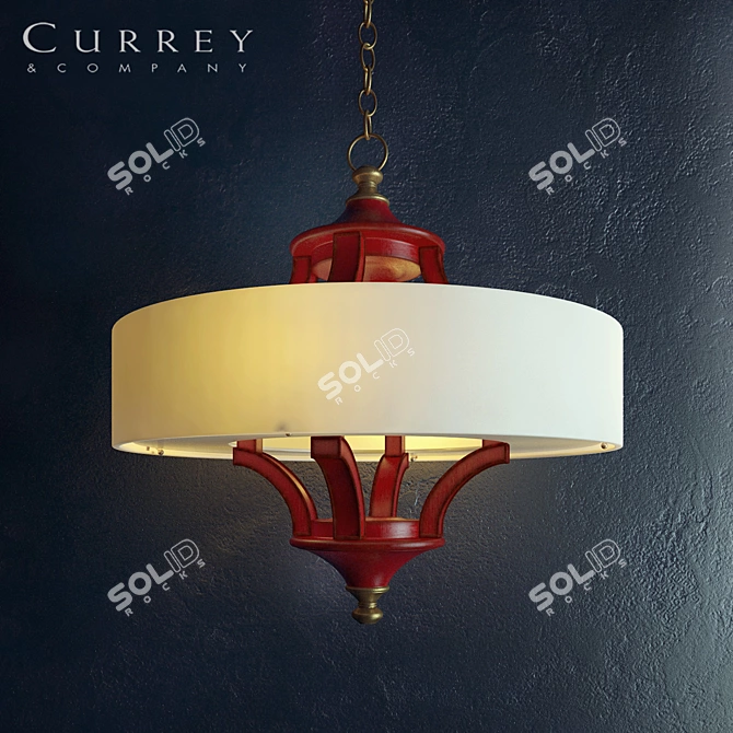 Shanghai Red Chinese Chandelier - Currey & Company 3D model image 1