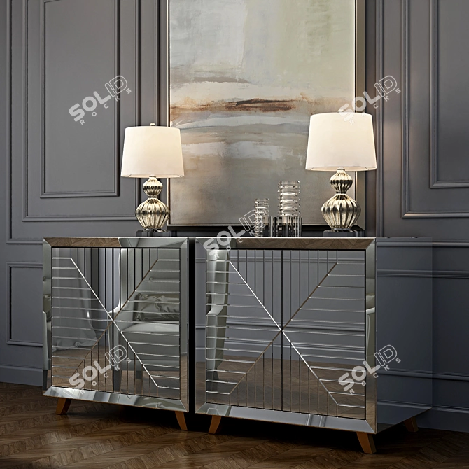 Sylvia Cabinet Set: Table Lamp, Artwork 3D model image 1