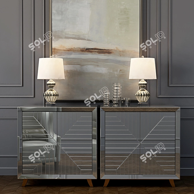 Sylvia Cabinet Set: Table Lamp, Artwork 3D model image 2