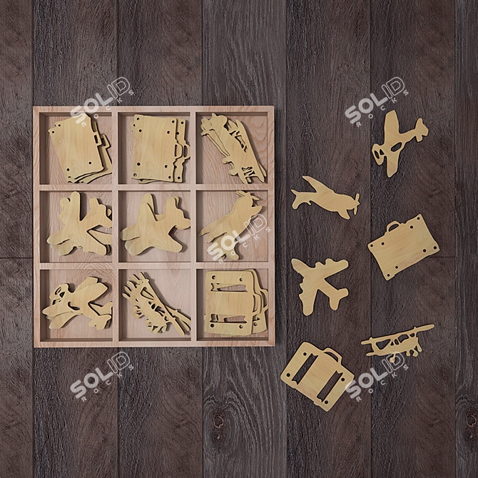 Wooden Airplane Figurines 3D model image 1