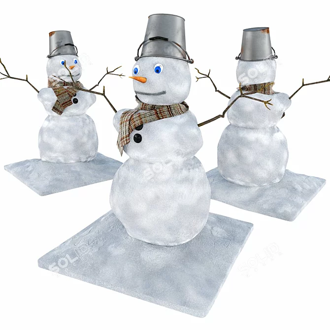 Rusty Snowman with Carrot Nose 3D model image 1