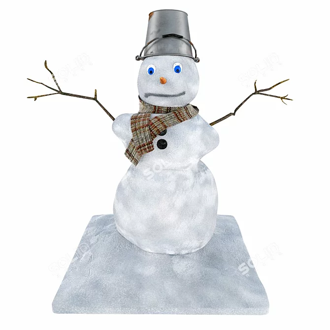 Rusty Snowman with Carrot Nose 3D model image 2