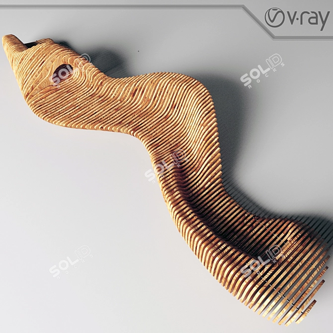 Parametric Wood Bench 3D model image 1