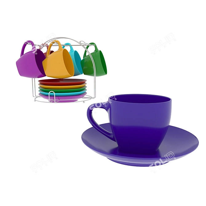 Elegant Cup and Saucer Set 3D model image 1