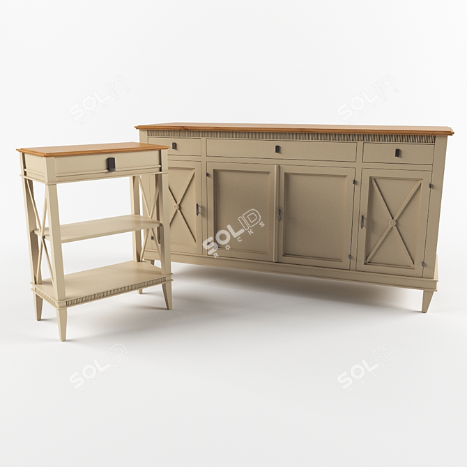 Tosato Table and Chest Set 3D model image 1