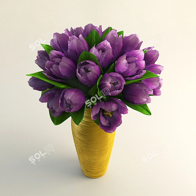 Tulip Bouquet: Elegant Spring Flowers 3D model image 1