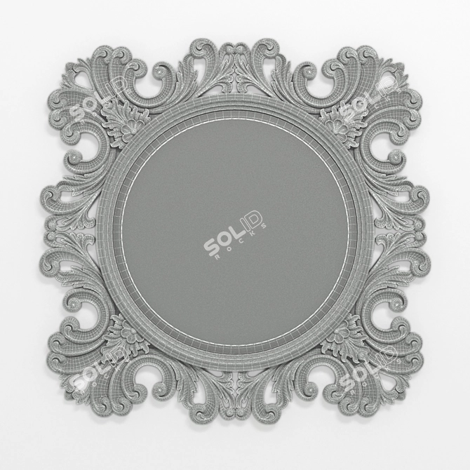 Elegant Circular Mirror Engraving 3D model image 2