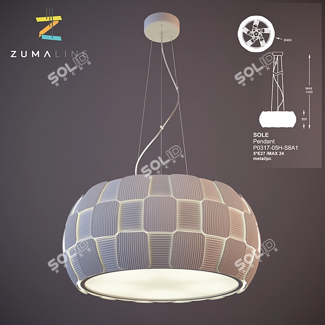 Zuma PVC Pendant Light 144cm 3D model image 1