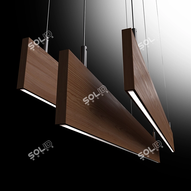 Artisanal Oak LED Lamp 3D model image 1