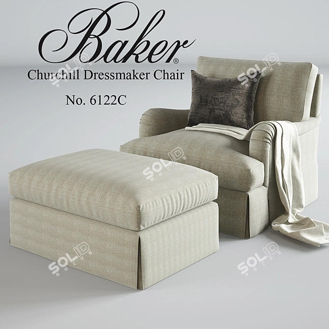 Elegant Churchill Dressmaker Chair 3D model image 1