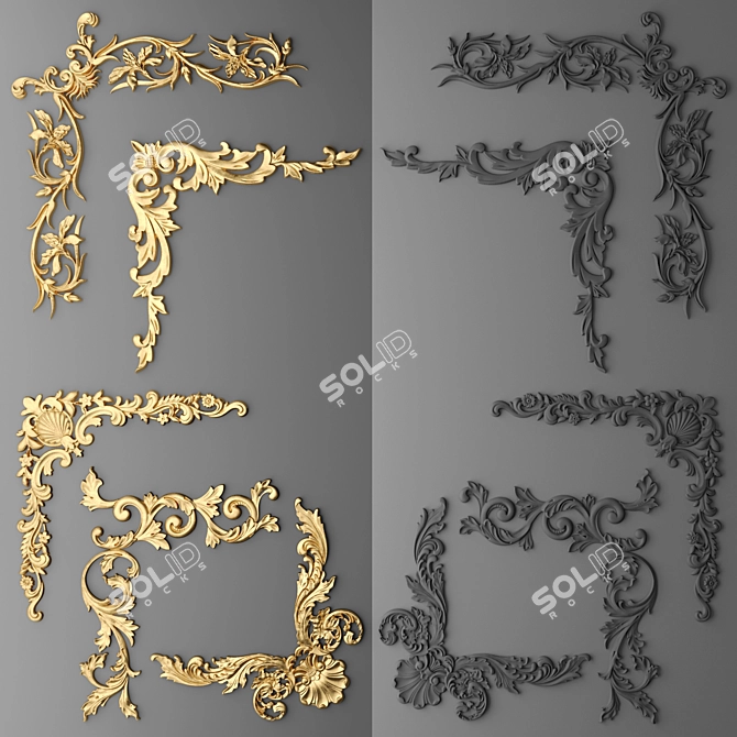 Elegant Stucco Set 3D model image 1