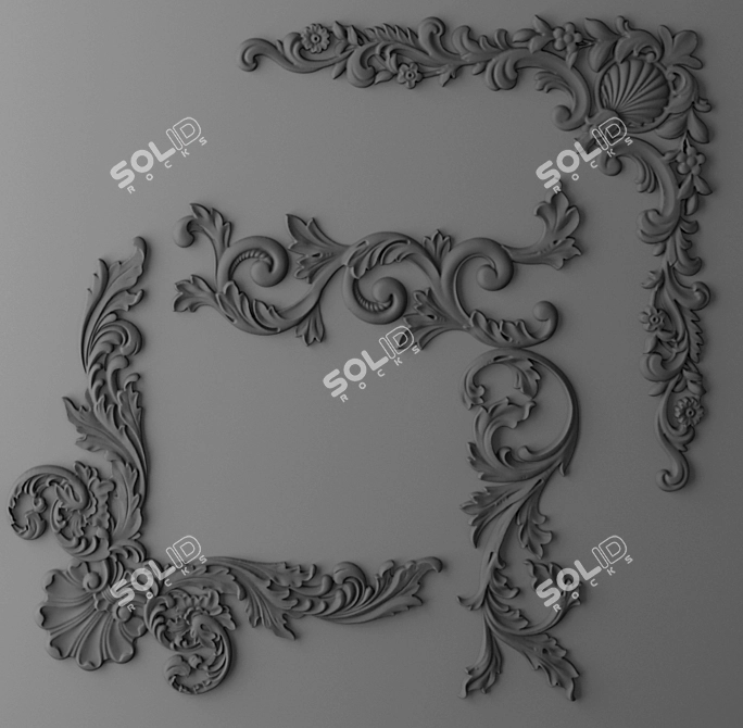 Elegant Stucco Set 3D model image 3