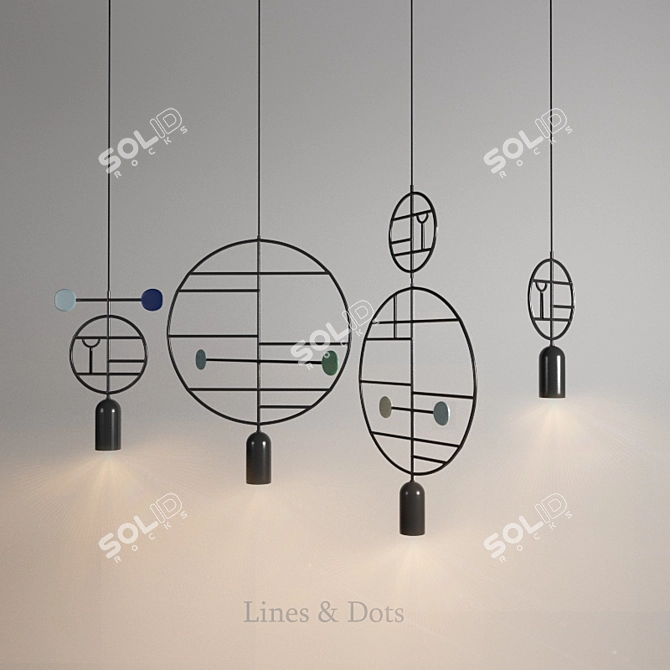 Abstract Metal Pendant Lamp 3D model image 1