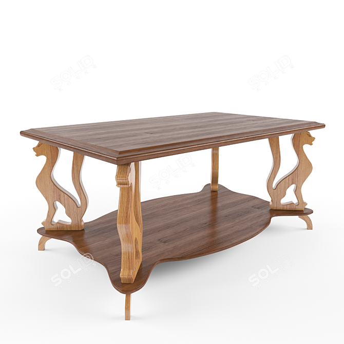 Title: Whiskered Wood Coffee Table 3D model image 1