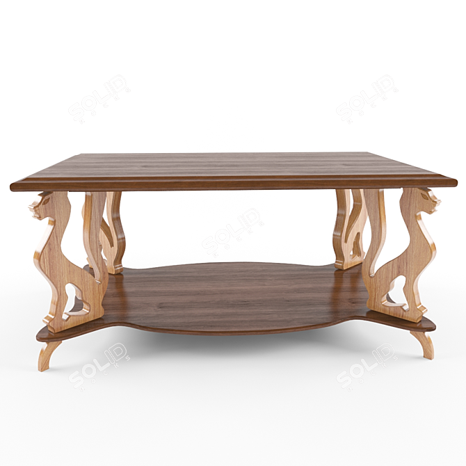 Title: Whiskered Wood Coffee Table 3D model image 2