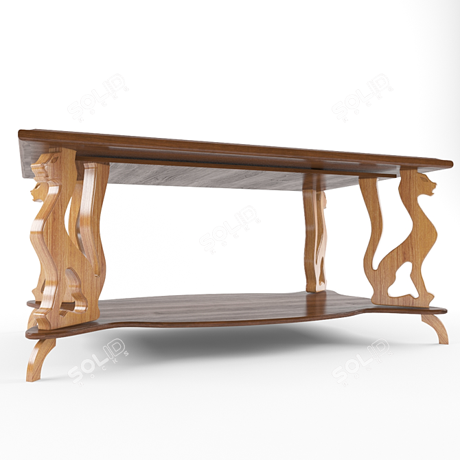 Title: Whiskered Wood Coffee Table 3D model image 3