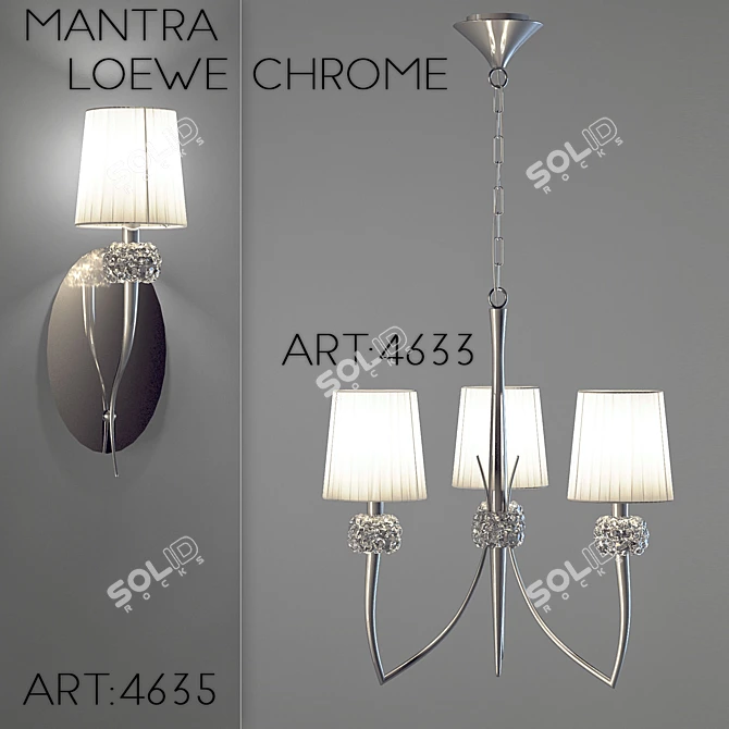 Elegant Loewe Chrome Chandelier 3D model image 1