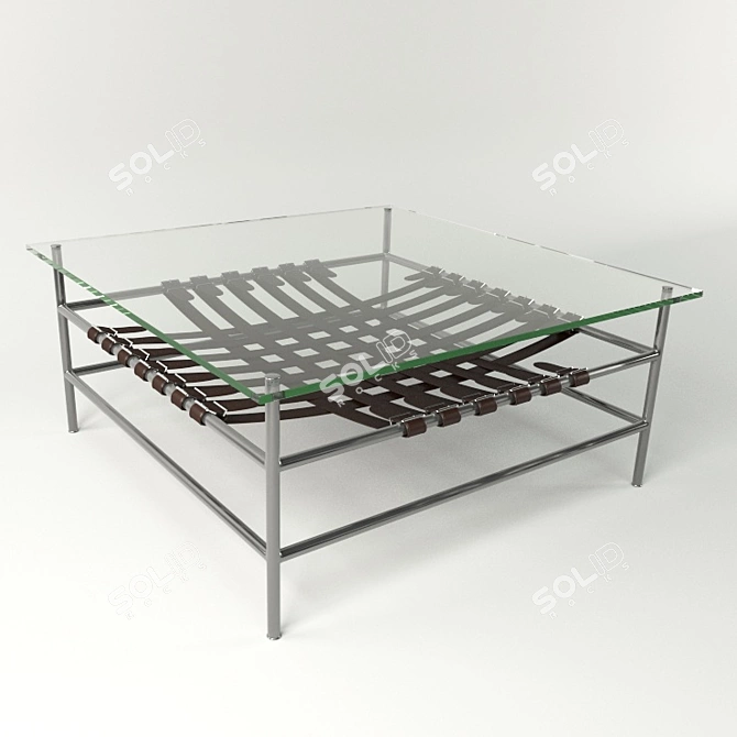 Urban Leather and Glass Coffee Table 3D model image 1