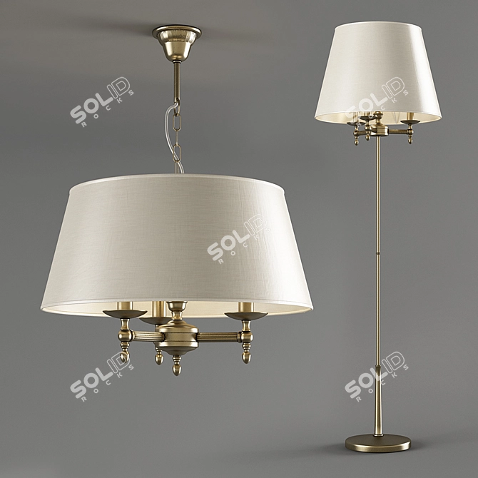 Elegant Alfa Roksana Pendant and Floor Lamps 3D model image 1