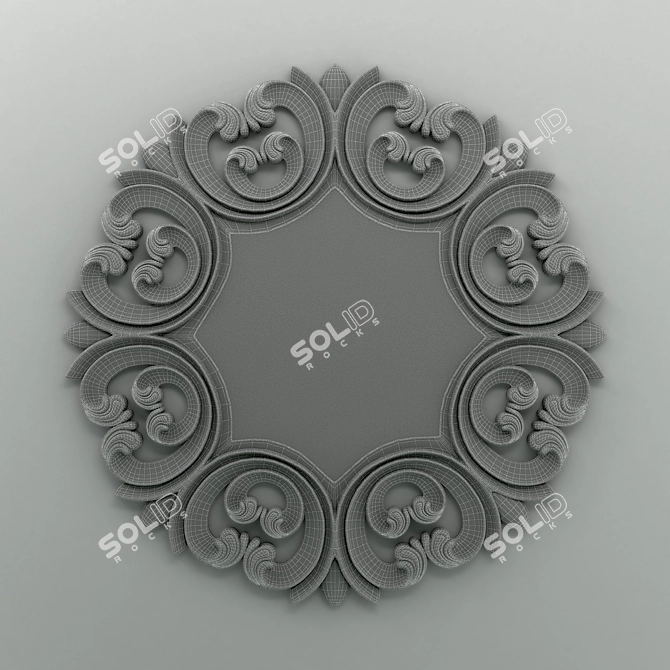 Classic Carved Round Mirror - Elegant Home Decor (50 characters) 3D model image 2
