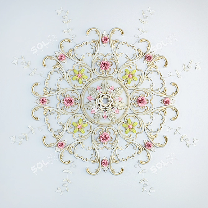 Elegant Ceiling Molding 3D model image 1