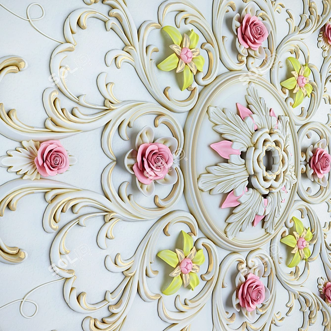 Elegant Ceiling Molding 3D model image 2