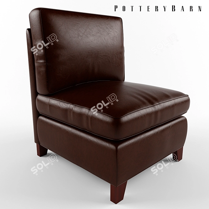 Pottery Barn Leather Armless Chair 3D model image 1