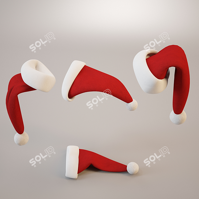 Festive Santa Hats: Spread Christmas Cheer 3D model image 1