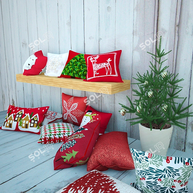 Cozy Cushions & Festive Fir 3D model image 2