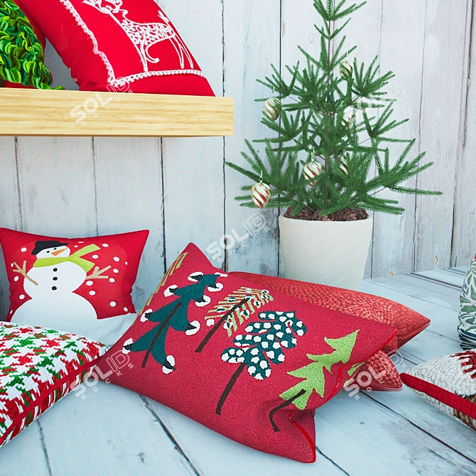 Cozy Cushions & Festive Fir 3D model image 3