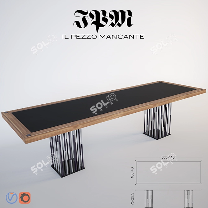 Elegant Walnut & Glass Dining Table 3D model image 1