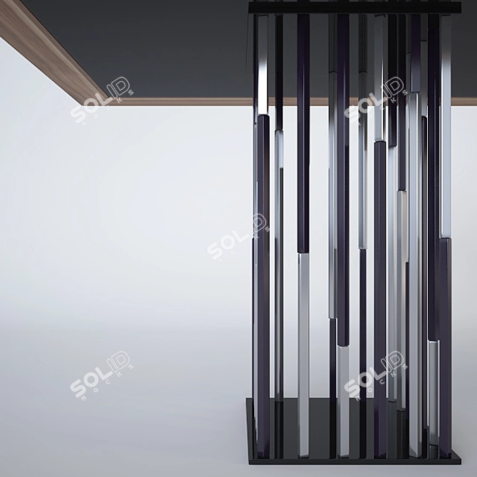 Elegant Walnut & Glass Dining Table 3D model image 2