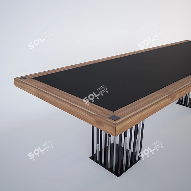 Elegant Walnut & Glass Dining Table 3D model image 3