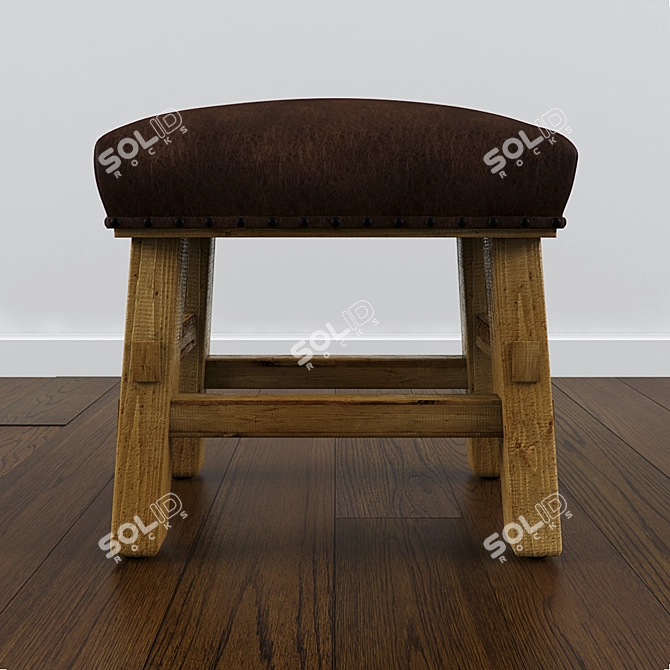 Pottery Barn Caden Leather Stool - Stylish and Functional 3D model image 2