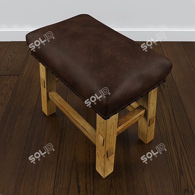 Pottery Barn Caden Leather Stool - Stylish and Functional 3D model image 3