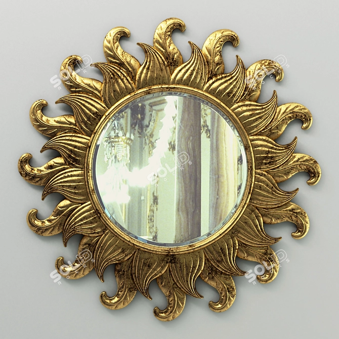 Elegant Sunflower Carved Mirror 3D model image 1