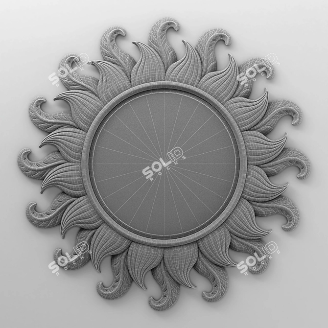 Elegant Sunflower Carved Mirror 3D model image 2