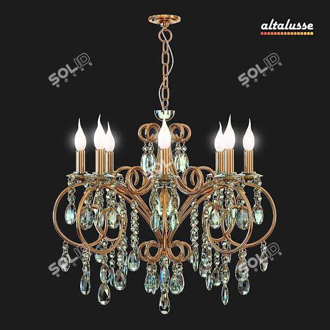 Elegant Altalusse Chandelier - 8 Lights, E14 Fitting 3D model image 2