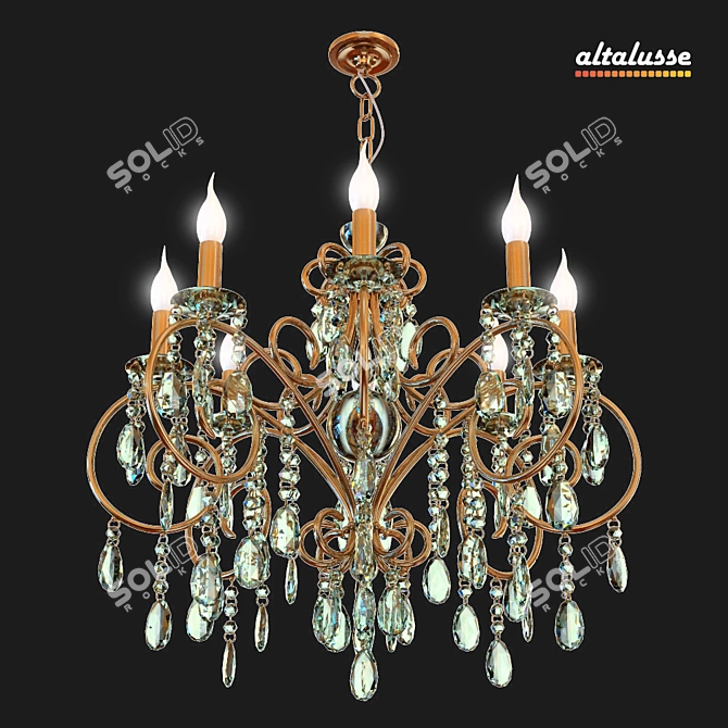 Elegant Altalusse Chandelier - 8 Lights, E14 Fitting 3D model image 3