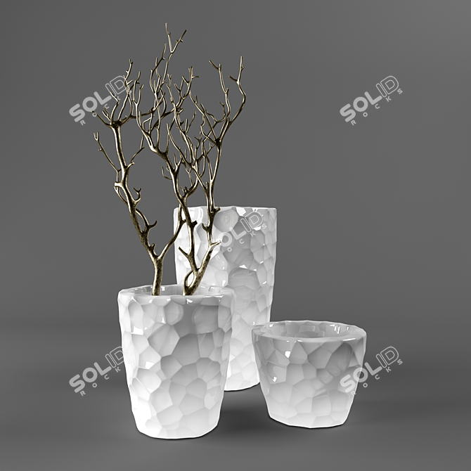 Illuminated Vases with Branches 3D model image 1